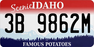 ID license plate 3B9862M