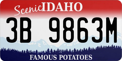 ID license plate 3B9863M