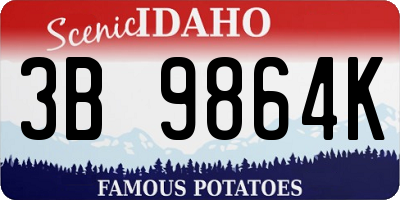 ID license plate 3B9864K