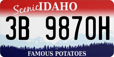 ID license plate 3B9870H