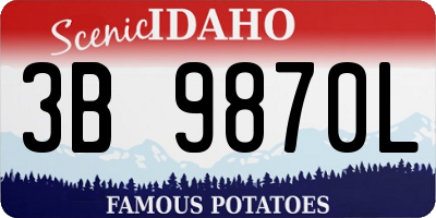 ID license plate 3B9870L