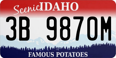 ID license plate 3B9870M