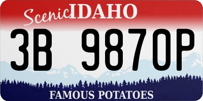 ID license plate 3B9870P