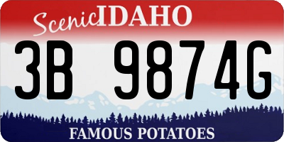 ID license plate 3B9874G