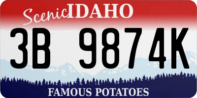 ID license plate 3B9874K