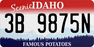 ID license plate 3B9875N