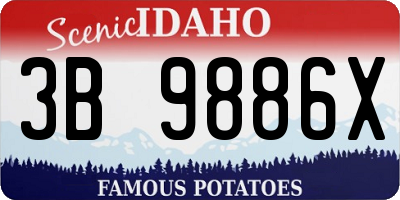 ID license plate 3B9886X