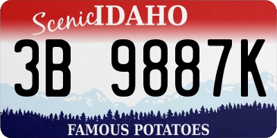 ID license plate 3B9887K