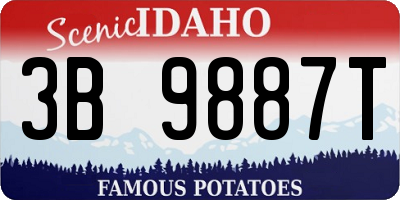ID license plate 3B9887T