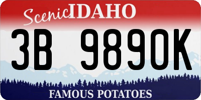 ID license plate 3B9890K