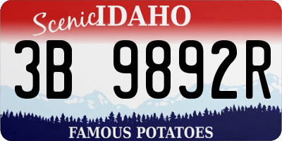 ID license plate 3B9892R