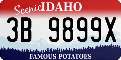 ID license plate 3B9899X