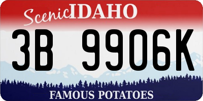 ID license plate 3B9906K