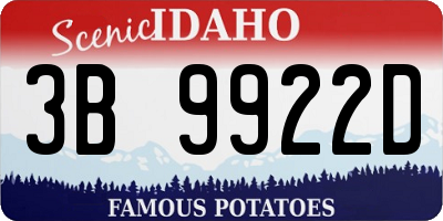 ID license plate 3B9922D