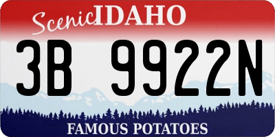 ID license plate 3B9922N