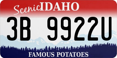 ID license plate 3B9922U