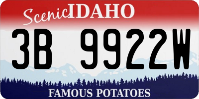 ID license plate 3B9922W