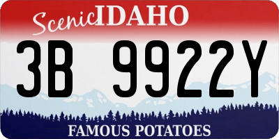 ID license plate 3B9922Y