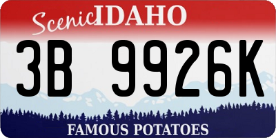 ID license plate 3B9926K