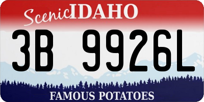 ID license plate 3B9926L