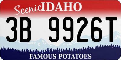ID license plate 3B9926T