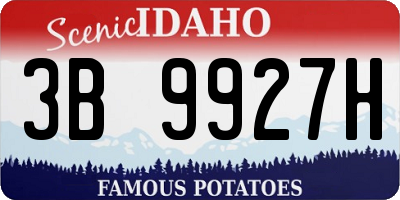 ID license plate 3B9927H