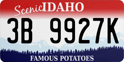 ID license plate 3B9927K