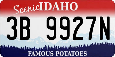 ID license plate 3B9927N