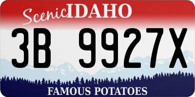 ID license plate 3B9927X