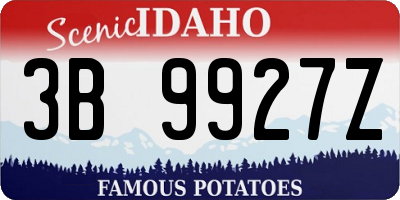 ID license plate 3B9927Z