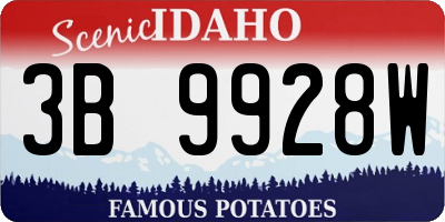ID license plate 3B9928W