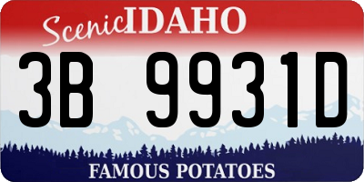 ID license plate 3B9931D