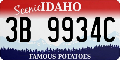 ID license plate 3B9934C