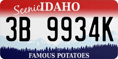 ID license plate 3B9934K