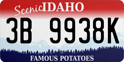 ID license plate 3B9938K