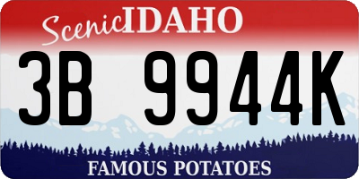 ID license plate 3B9944K