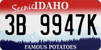 ID license plate 3B9947K