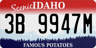 ID license plate 3B9947M