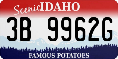 ID license plate 3B9962G