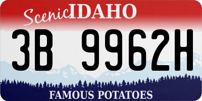 ID license plate 3B9962H