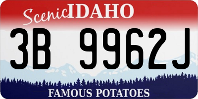 ID license plate 3B9962J