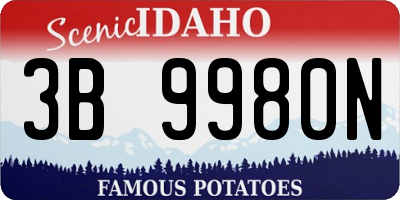ID license plate 3B9980N