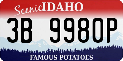 ID license plate 3B9980P