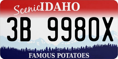 ID license plate 3B9980X