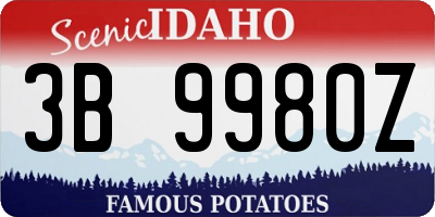 ID license plate 3B9980Z