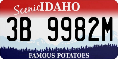 ID license plate 3B9982M