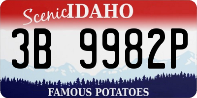 ID license plate 3B9982P