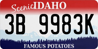ID license plate 3B9983K
