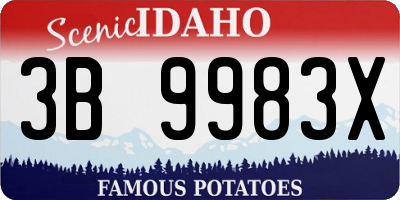 ID license plate 3B9983X