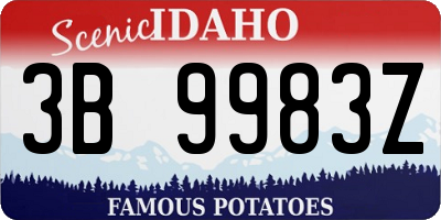 ID license plate 3B9983Z